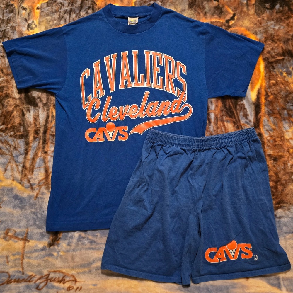 Vintage Cleveland Cavaliers Basketball Matching Set Single Stitch Tee sz Large